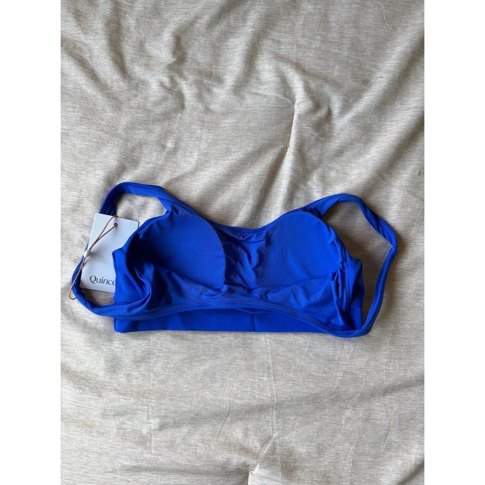 quince italian tank bikini top swimsuit in electric blue, women size large